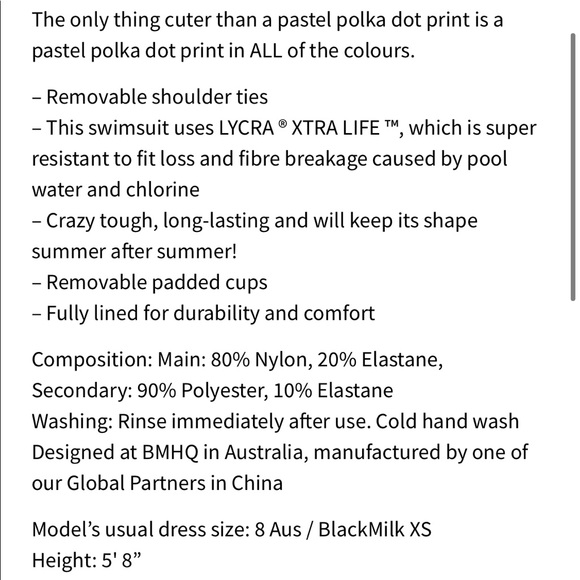 PASTEL POLKA COLOUR BLOCK SWIMSUIT NWT SIZE SMALL - Picture 4 of 7